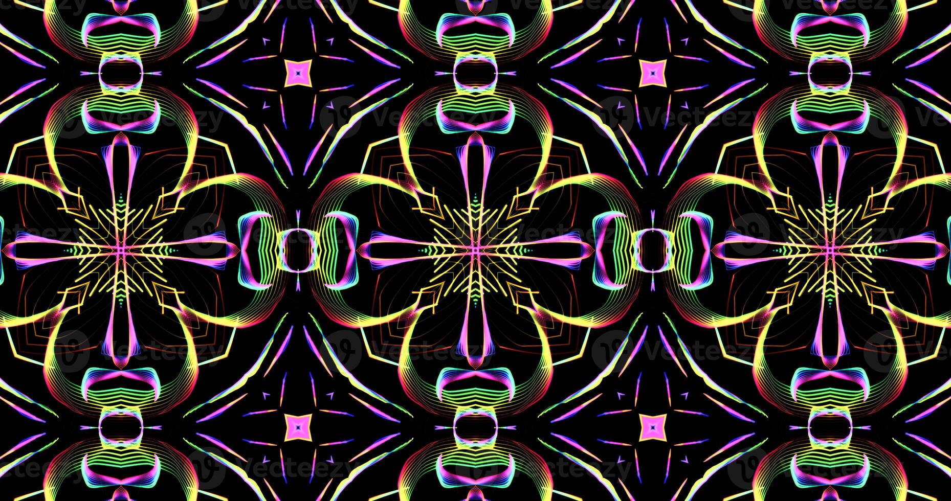 Kaleidoscopic Pattern On Dark Background In Vibrant Colors photo