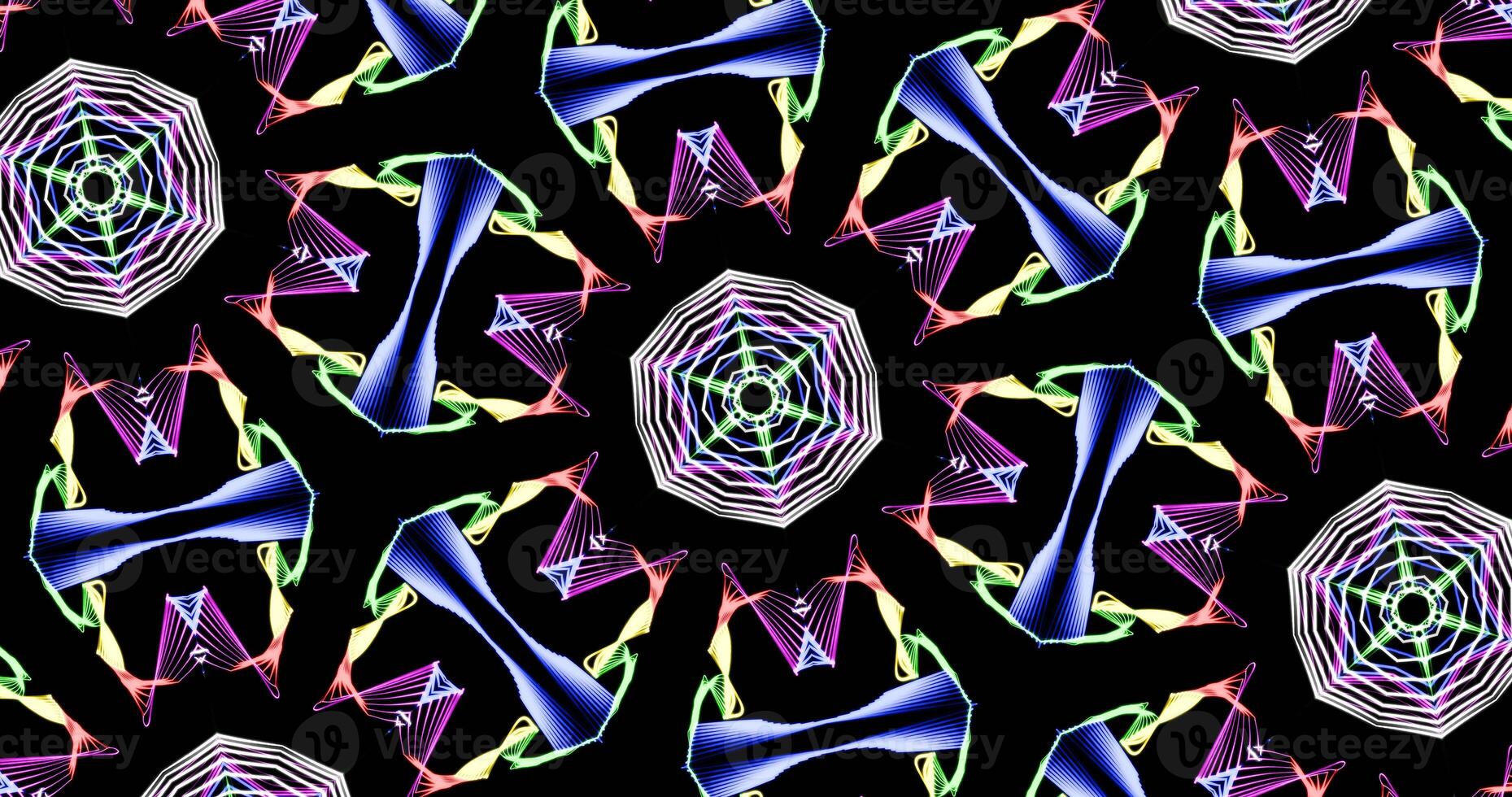 Kaleidoscopic Pattern On Dark Background In Vibrant Colors photo