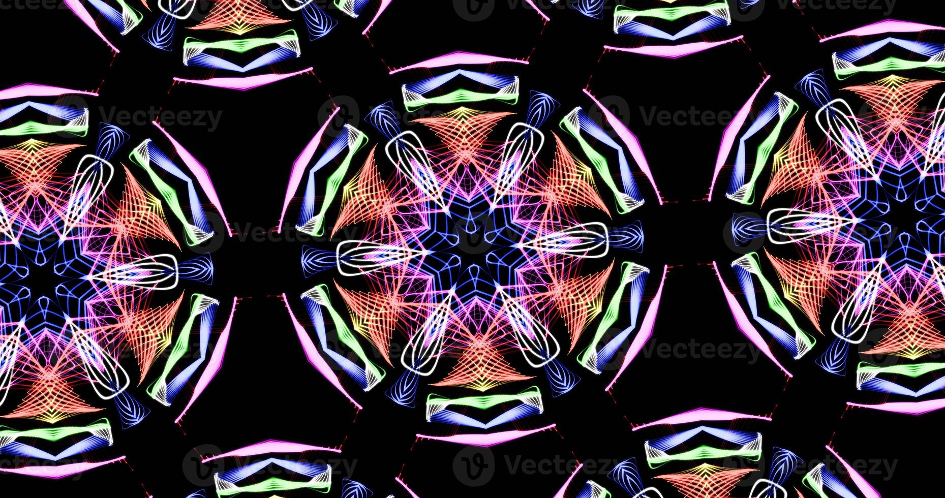 Kaleidoscopic Pattern On Dark Background In Vibrant Colors photo