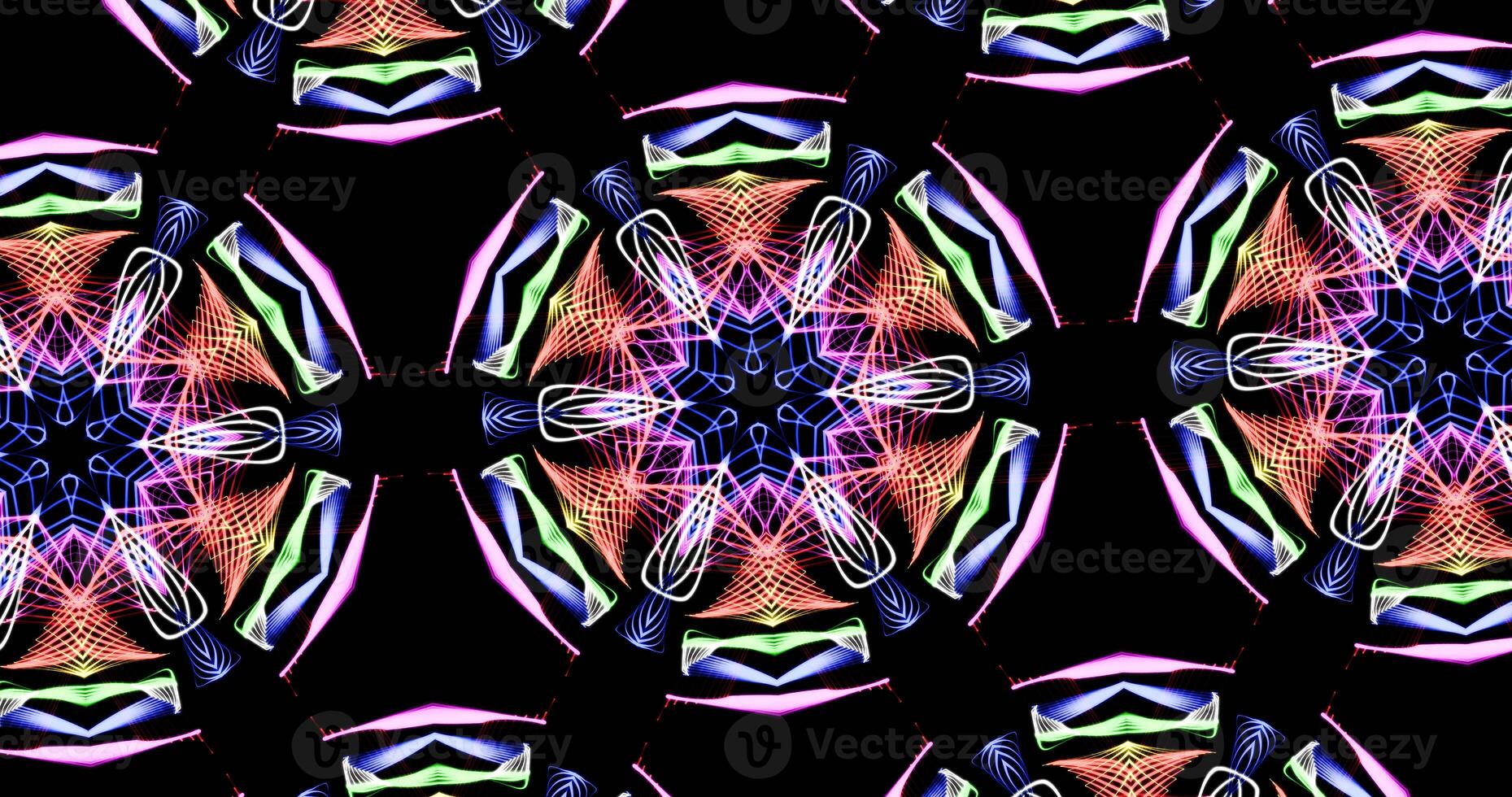 Kaleidoscopic Pattern On Dark Background In Vibrant Colors photo