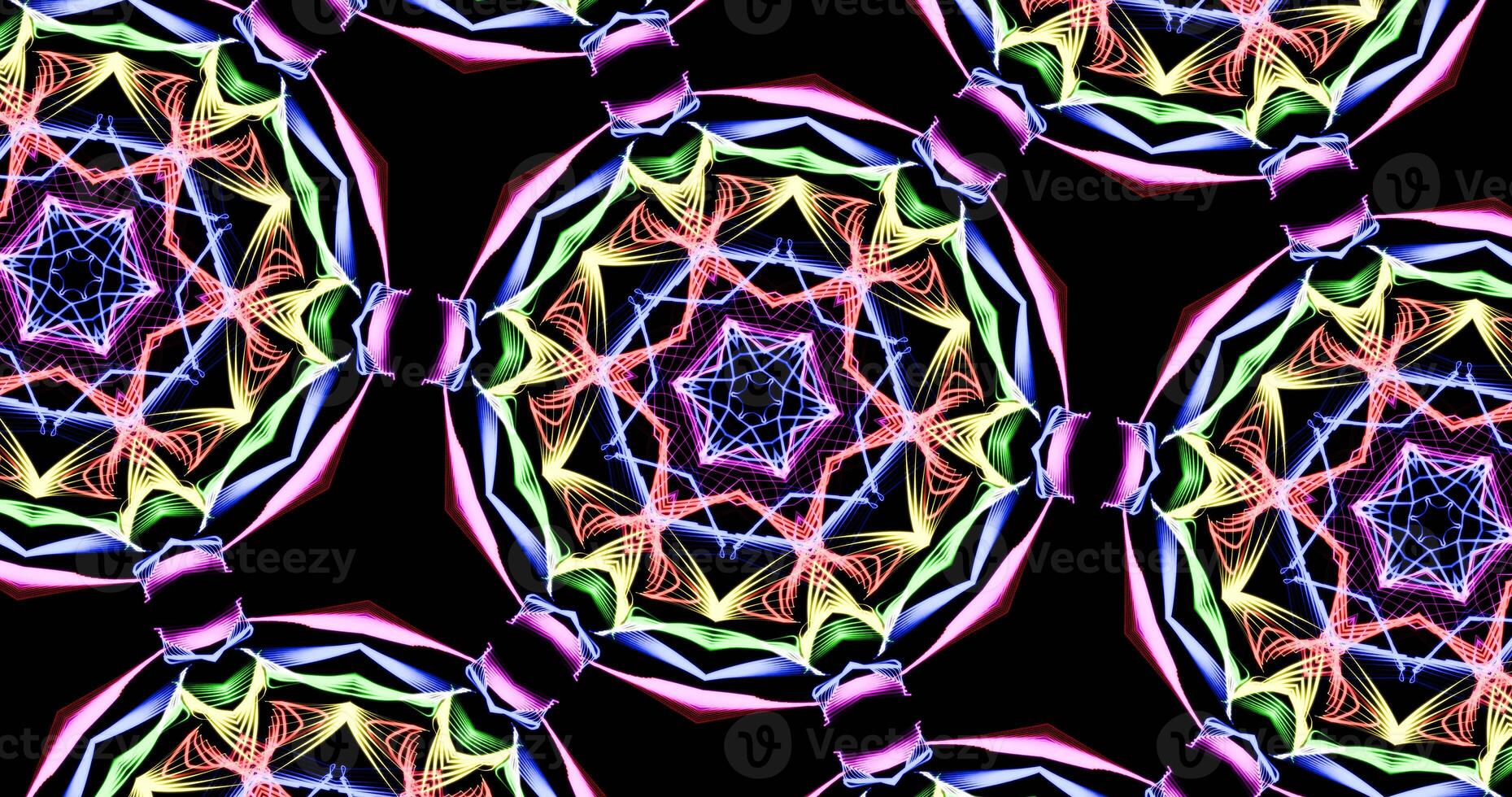 Kaleidoscopic Pattern On Dark Background In Vibrant Colors photo