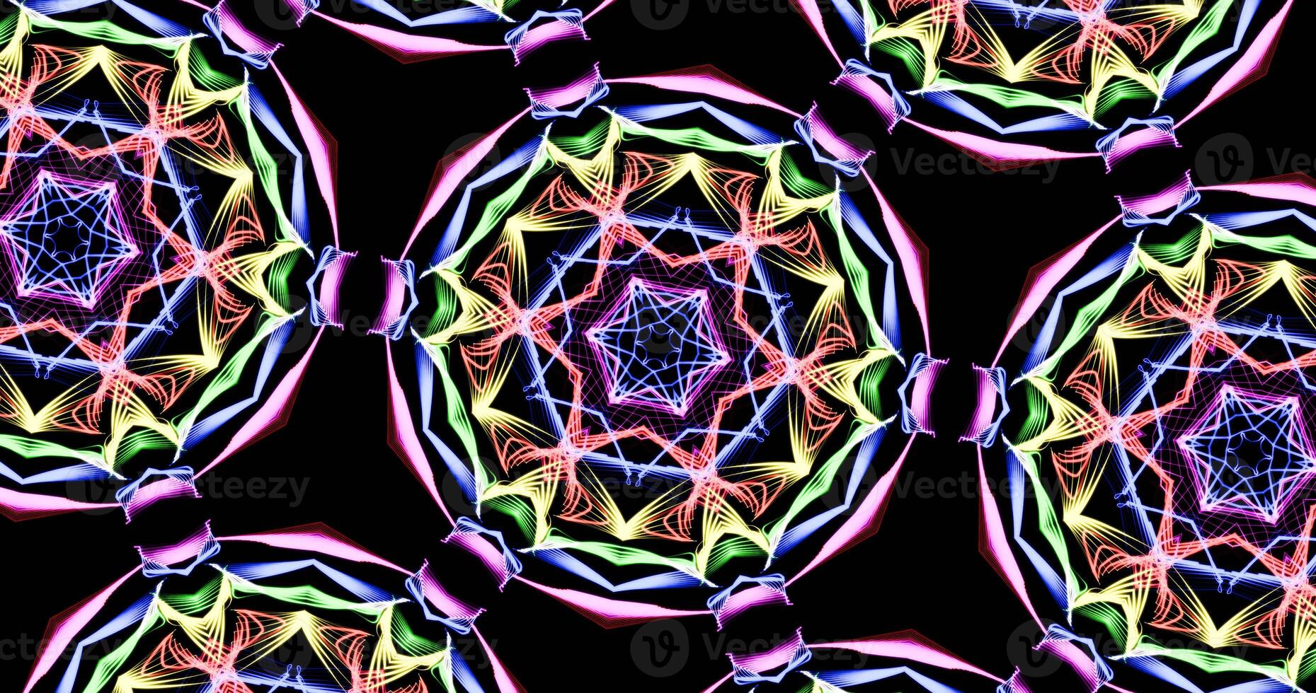 Kaleidoscopic Pattern On Dark Background In Vibrant Colors photo