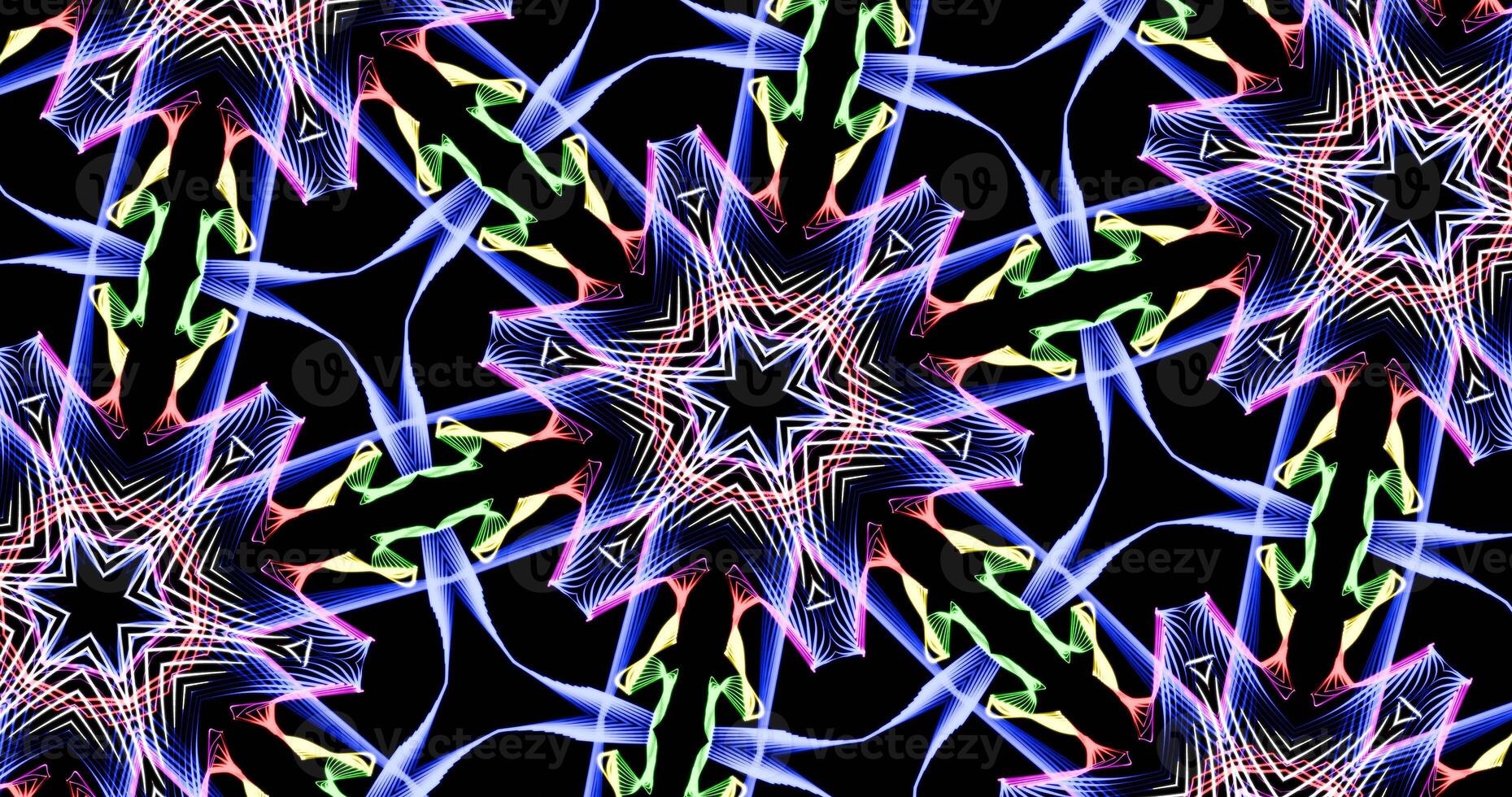 Kaleidoscopic Pattern On Dark Background In Vibrant Colors photo