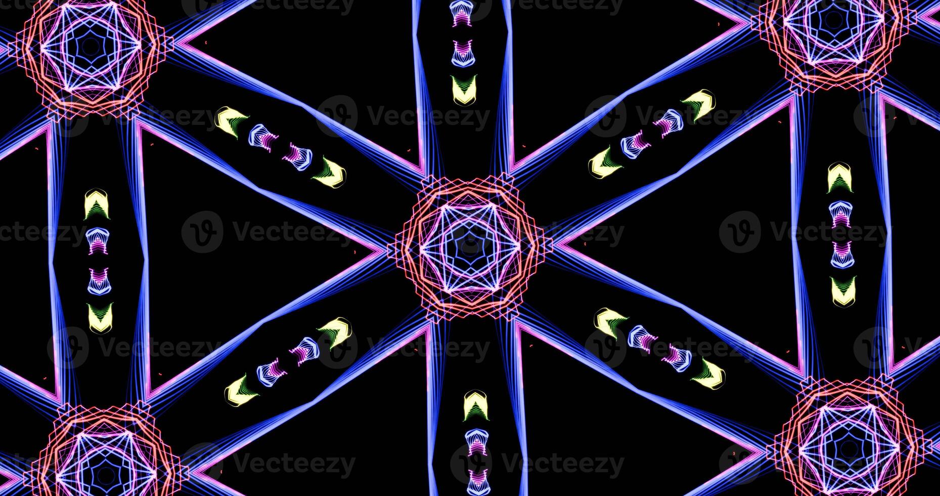 Kaleidoscopic Pattern On Dark Background In Vibrant Colors photo