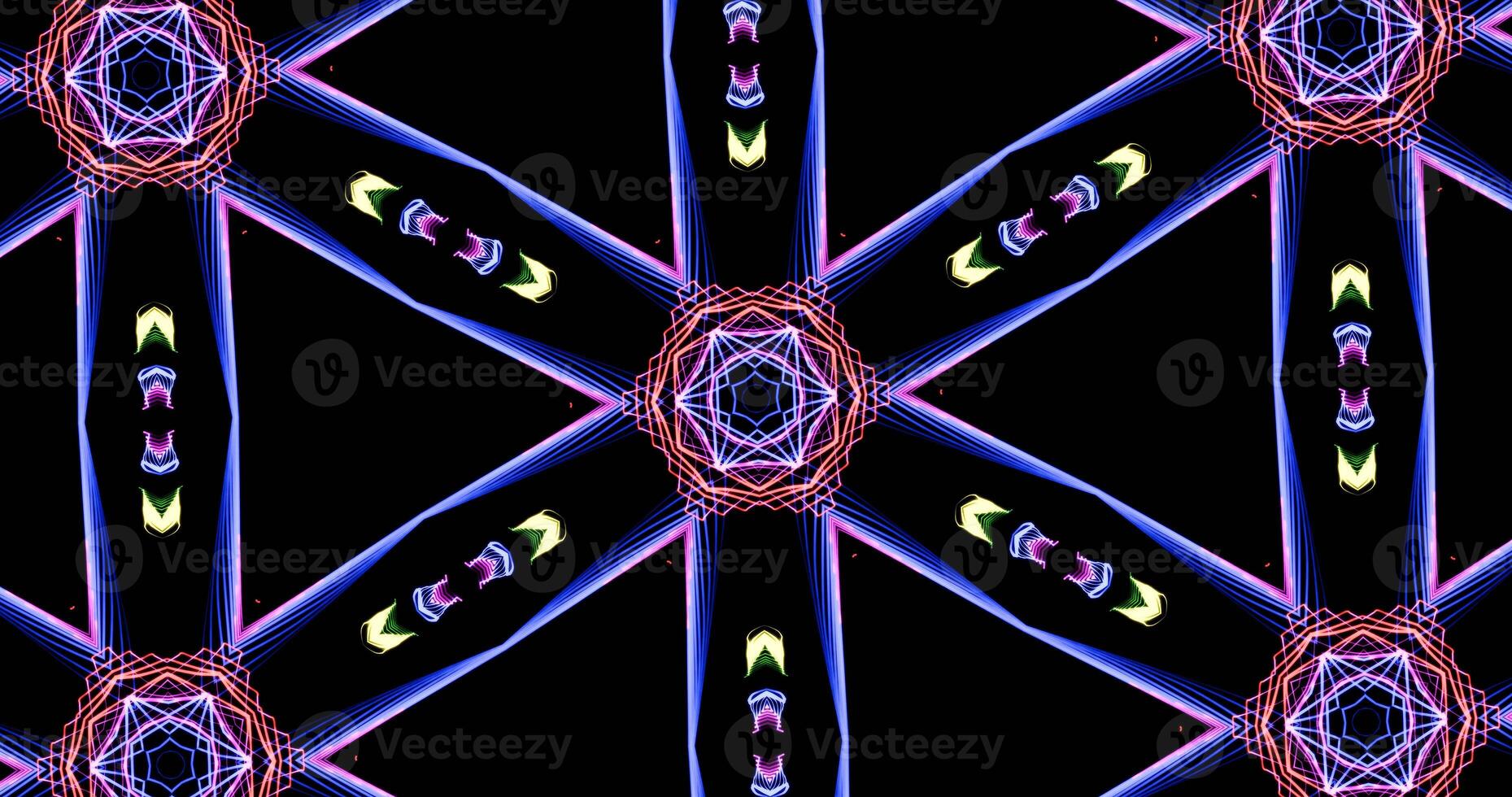 Kaleidoscopic Pattern On Dark Background In Vibrant Colors photo