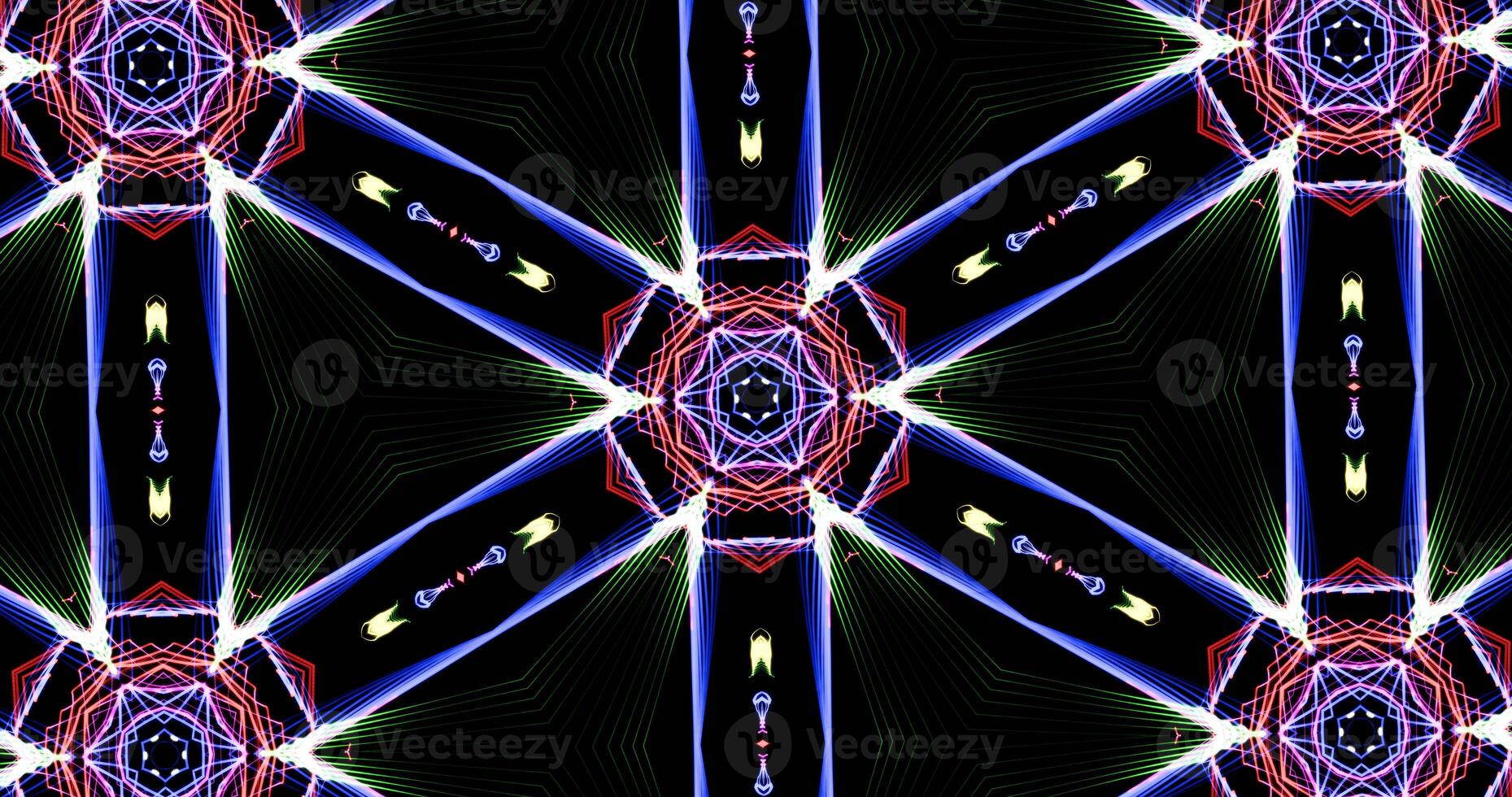 Kaleidoscopic Pattern On Dark Background In Vibrant Colors photo