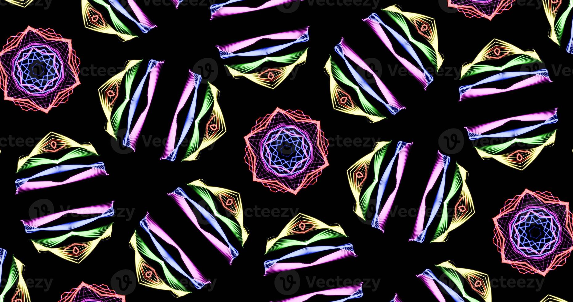 Kaleidoscopic Pattern On Dark Background In Vibrant Colors photo