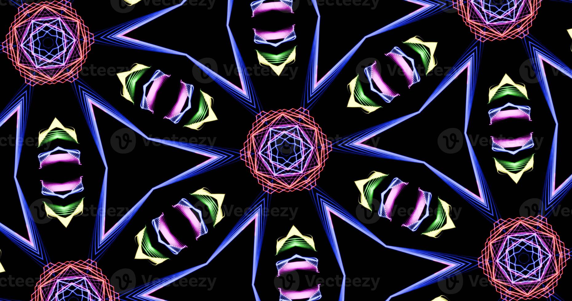 Kaleidoscopic Pattern On Dark Background In Vibrant Colors photo