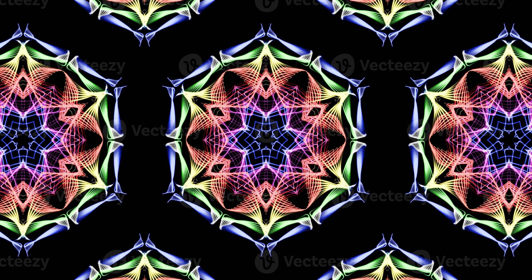 Kaleidoscopic Pattern On Dark Background In Vibrant Colors photo