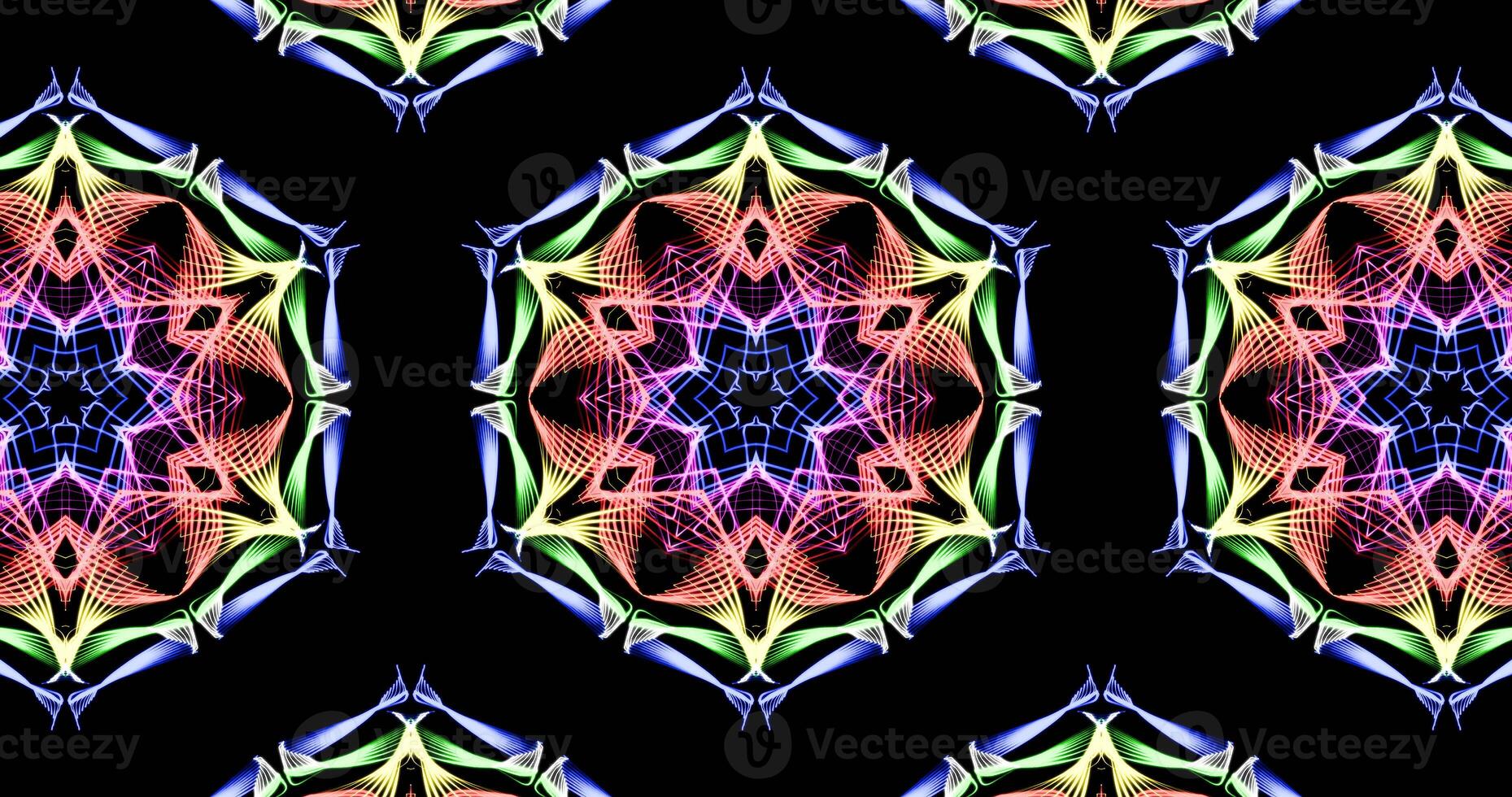 Kaleidoscopic Pattern On Dark Background In Vibrant Colors photo