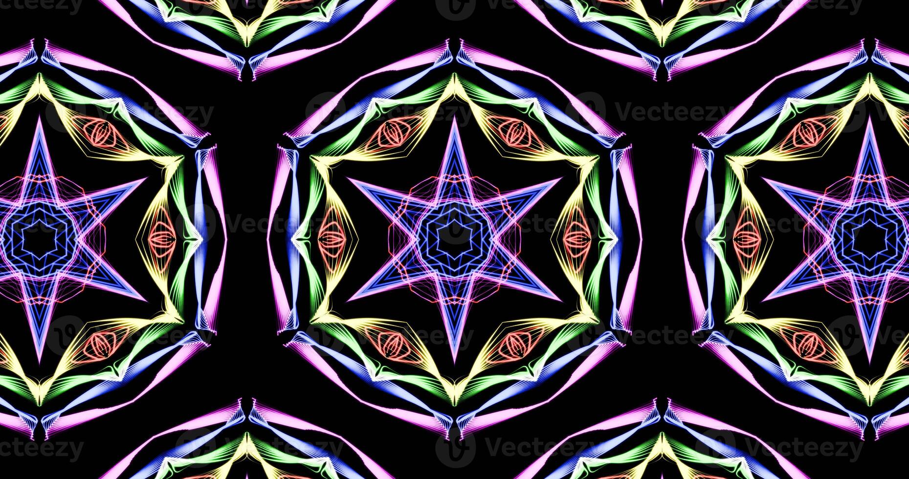 Kaleidoscopic Pattern On Dark Background In Vibrant Colors photo