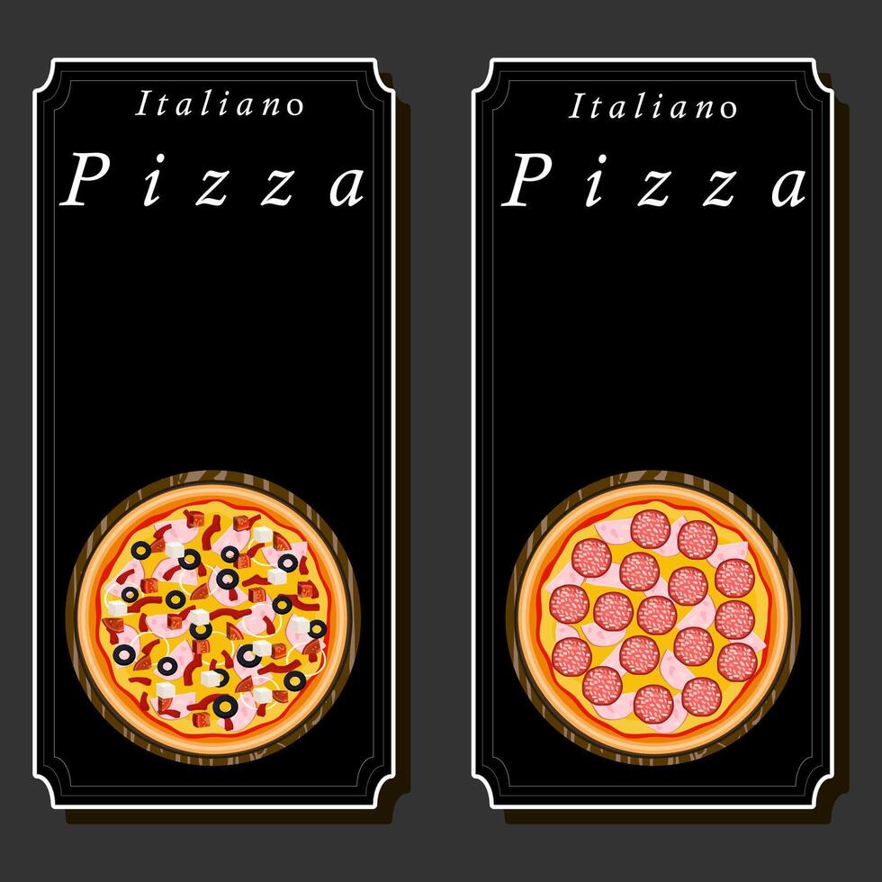 Illustration on theme big hot tasty pizza to pizzeria menu vector