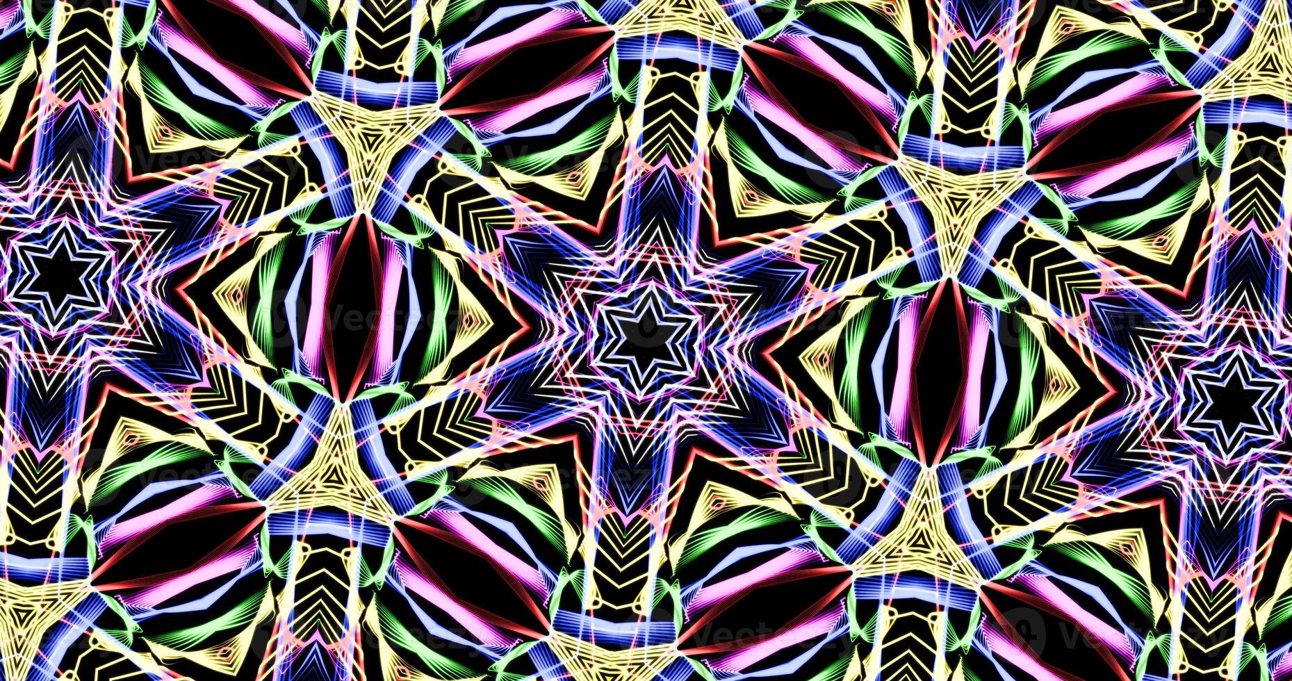 Kaleidoscopic Pattern On Dark Background In Vibrant Colors photo