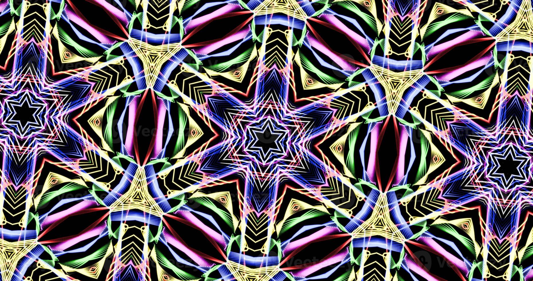 Kaleidoscopic Pattern On Dark Background In Vibrant Colors photo