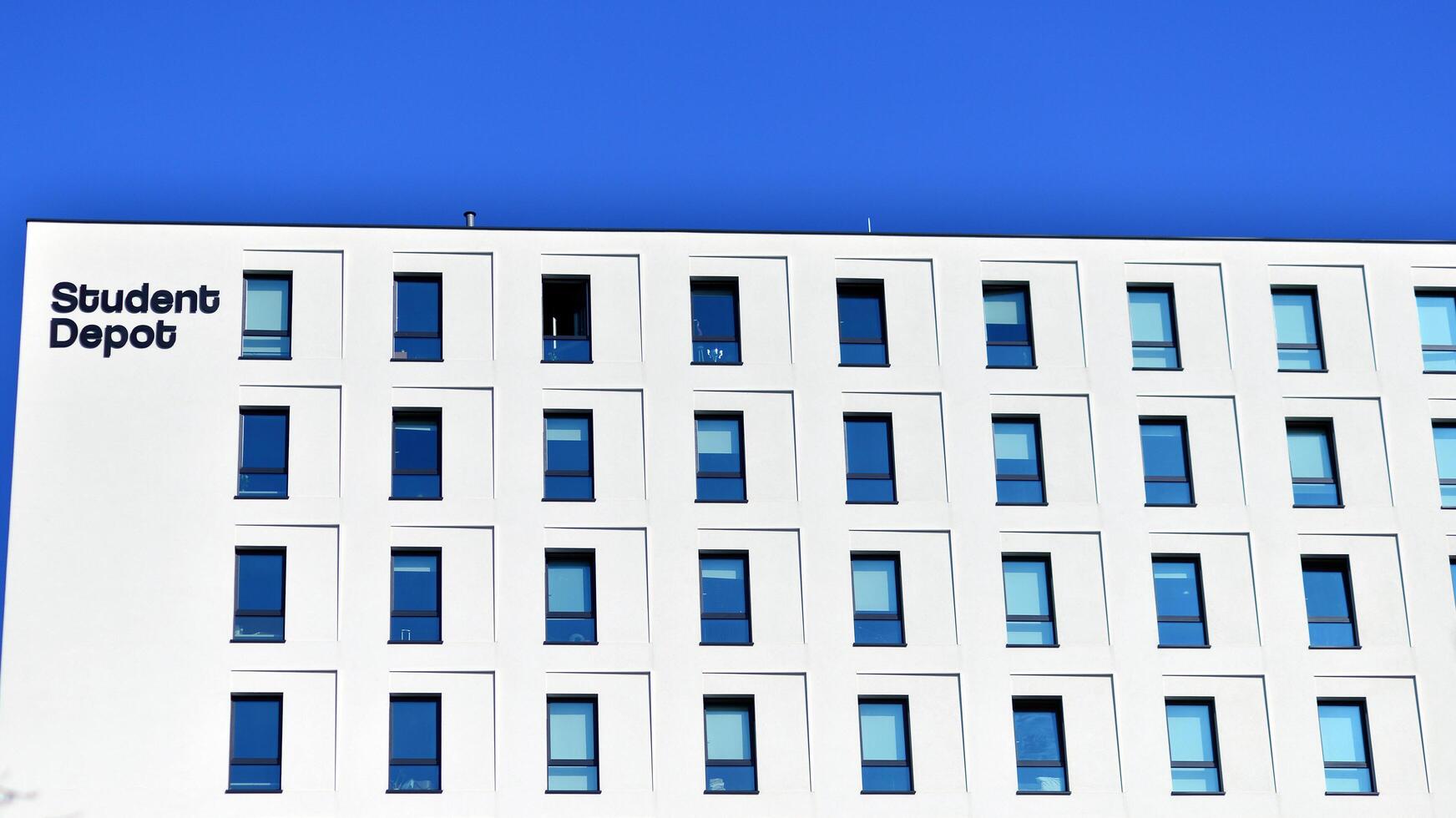 Warsaw, Poland. 6 March 2024. Sign Student Depot. Company signboard Student Depot. photo