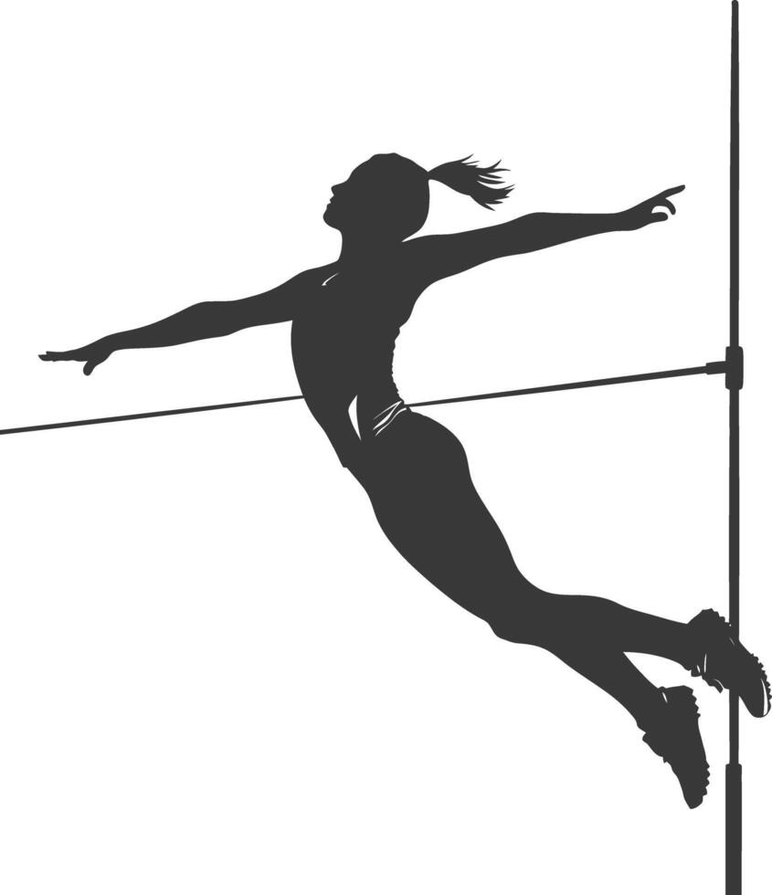 ai generado silueta mujer alto saltar atleta en acción lleno cuerpo negro color solamente vector