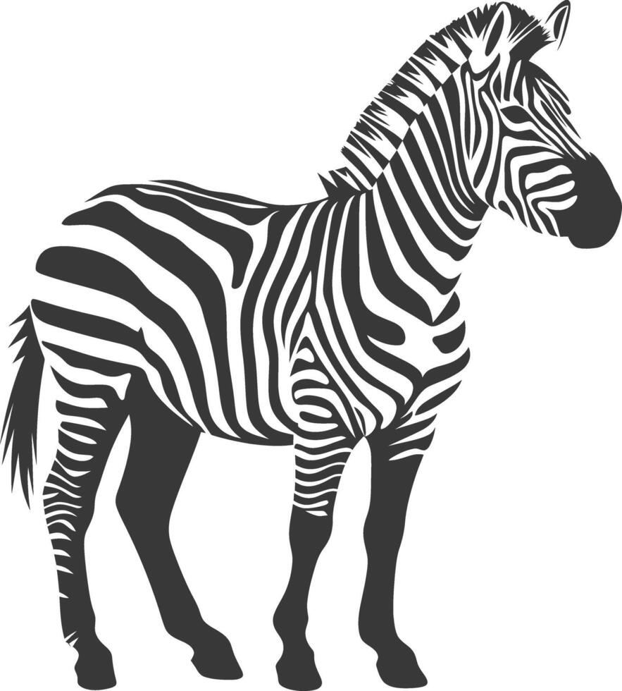 AI generated Silhouette zebra animal black color only vector