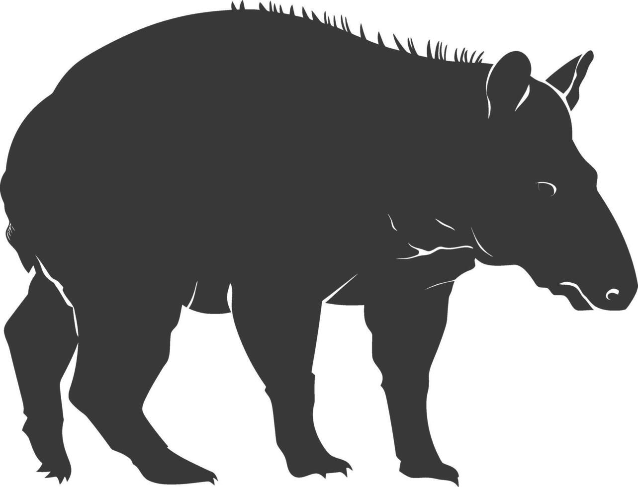 AI generated Silhouette tapir animal black color only vector