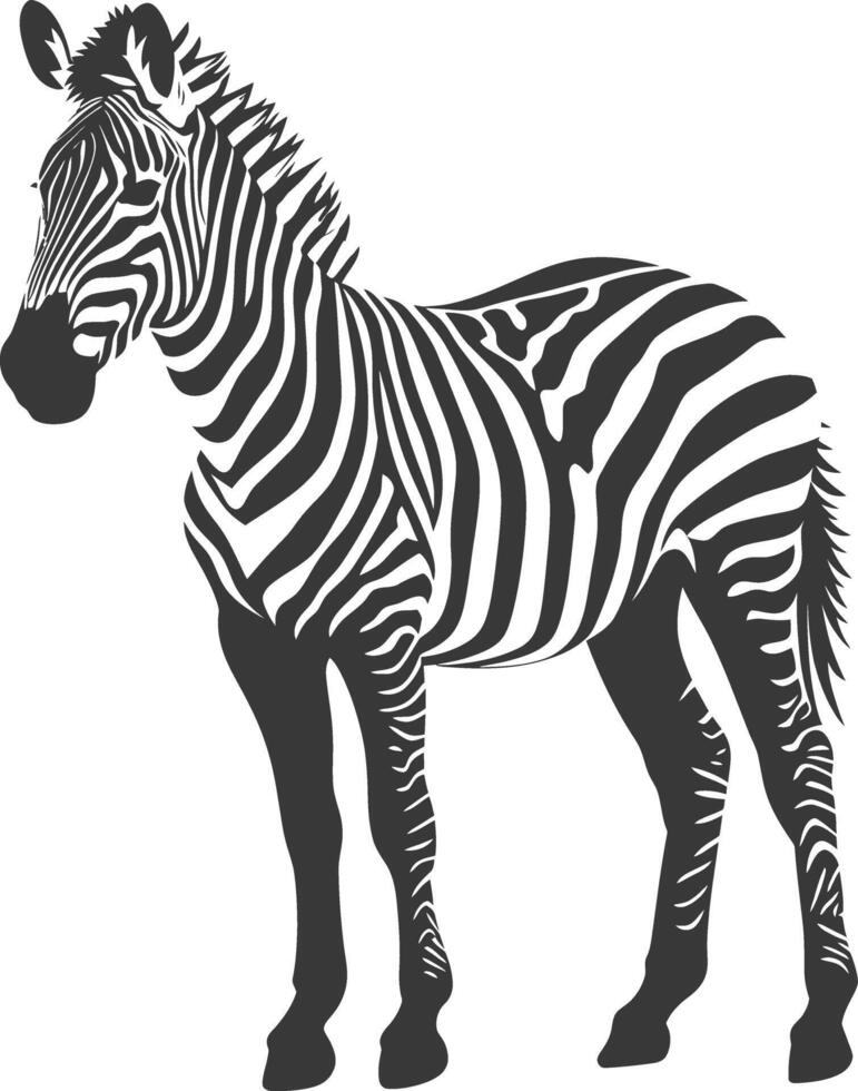 AI generated Silhouette zebra animal black color only vector