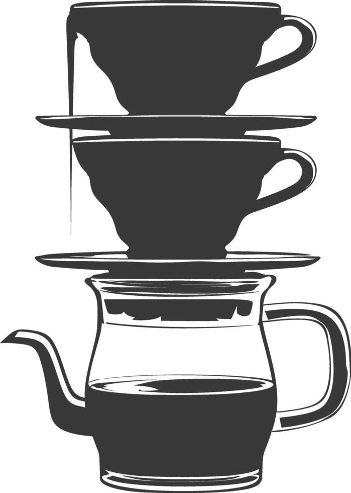 AI generated silhouette Vietnam drip coffee ready to drink black color only vector