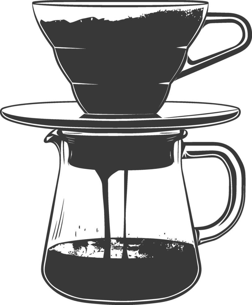 AI generated silhouette Vietnam drip coffee ready to drink black color only vector