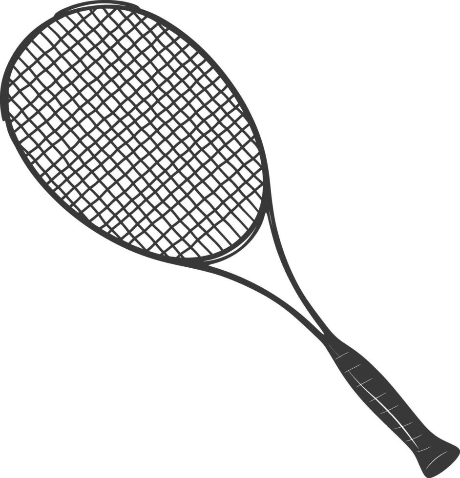 AI generated silhouette tennis outdoor racket black color only vector