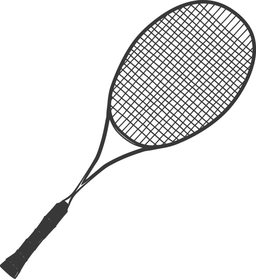 AI generated silhouette tennis outdoor racket black color only vector