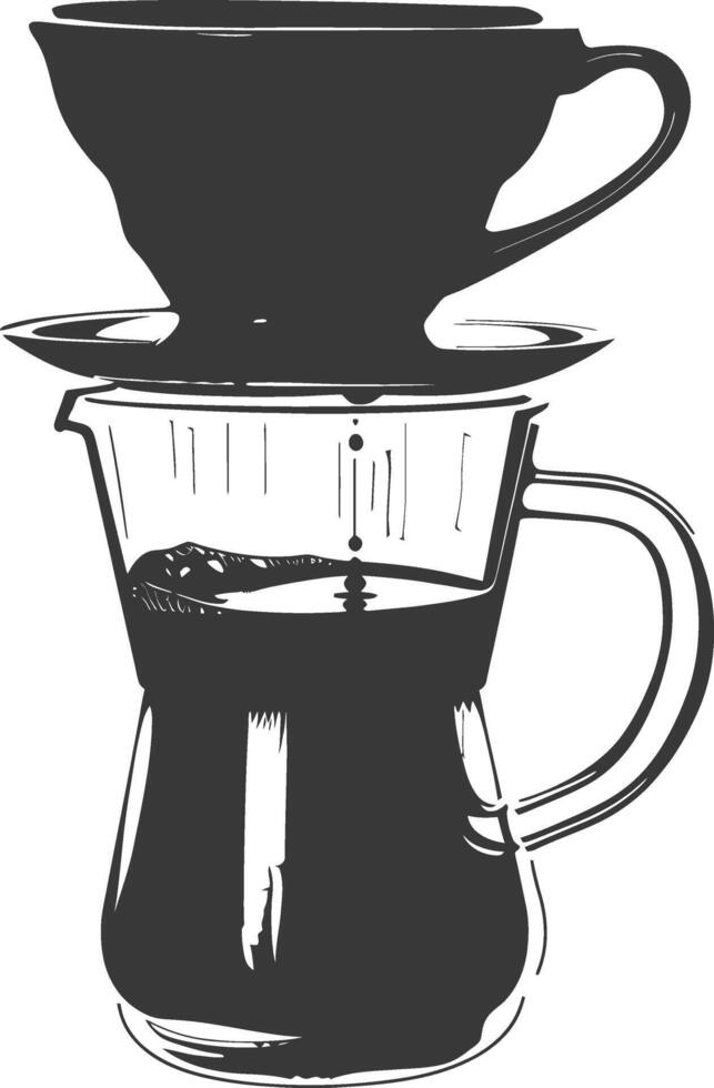 AI generated silhouette Vietnam drip coffee ready to drink black color only vector