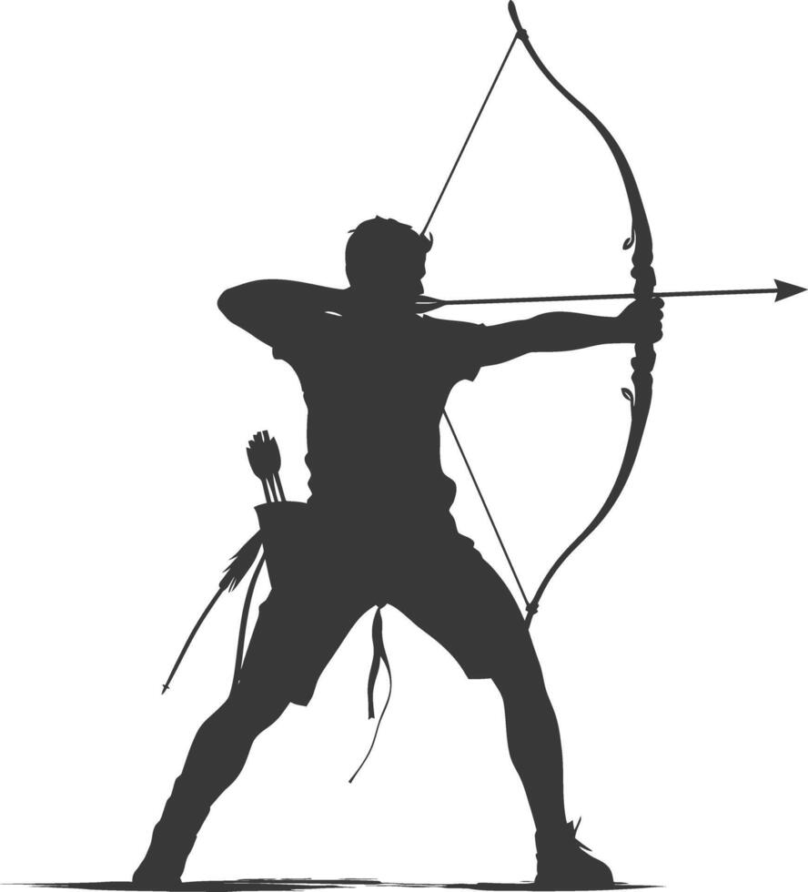 AI generated Silhouette Man Archery Athlete in action full body black color only vector