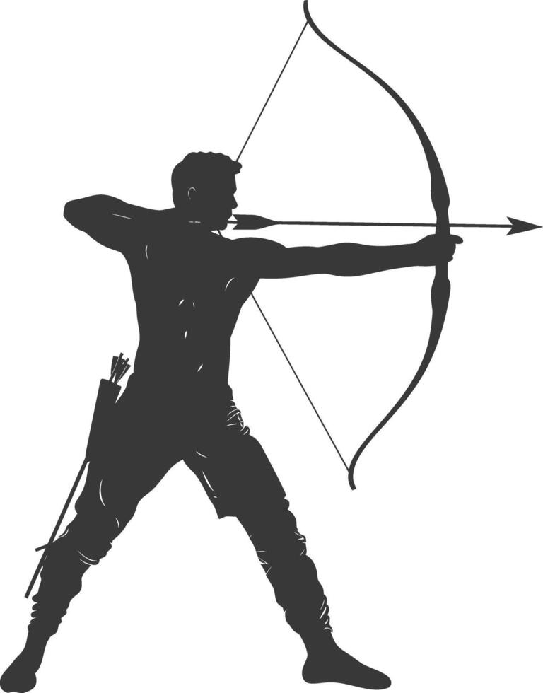 AI generated Silhouette Man Archery Athlete in action full body black color only vector