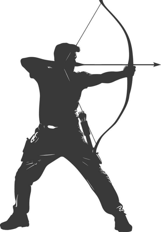 AI generated Silhouette Man Archery Athlete in action full body black color only vector