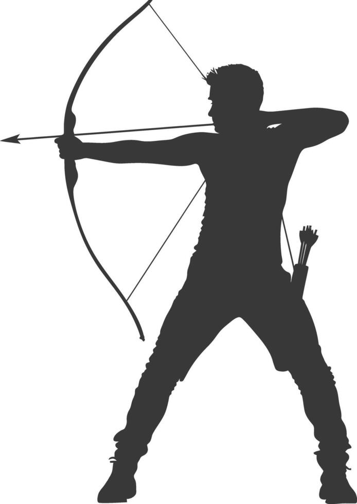 AI generated Silhouette Man Archery Athlete in action full body black color only vector