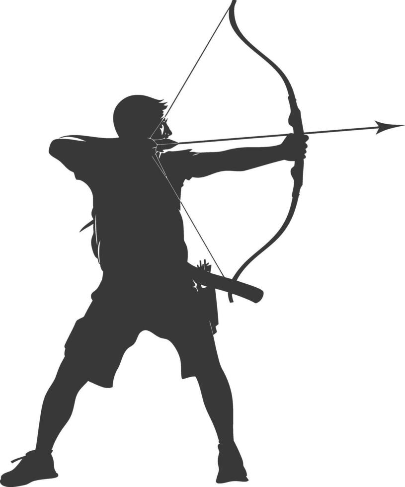AI generated Silhouette Man Archery Athlete in action full body black color only vector