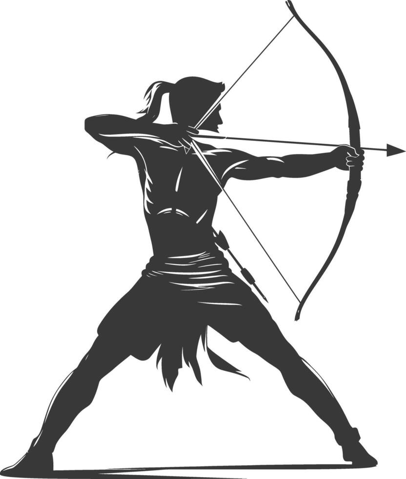 AI generated Silhouette Man Archery Athlete in action full body black color only vector