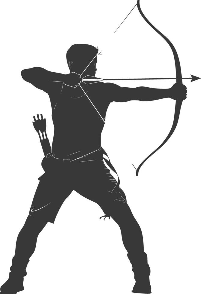 AI generated Silhouette Man Archery Athlete in action full body black color only vector