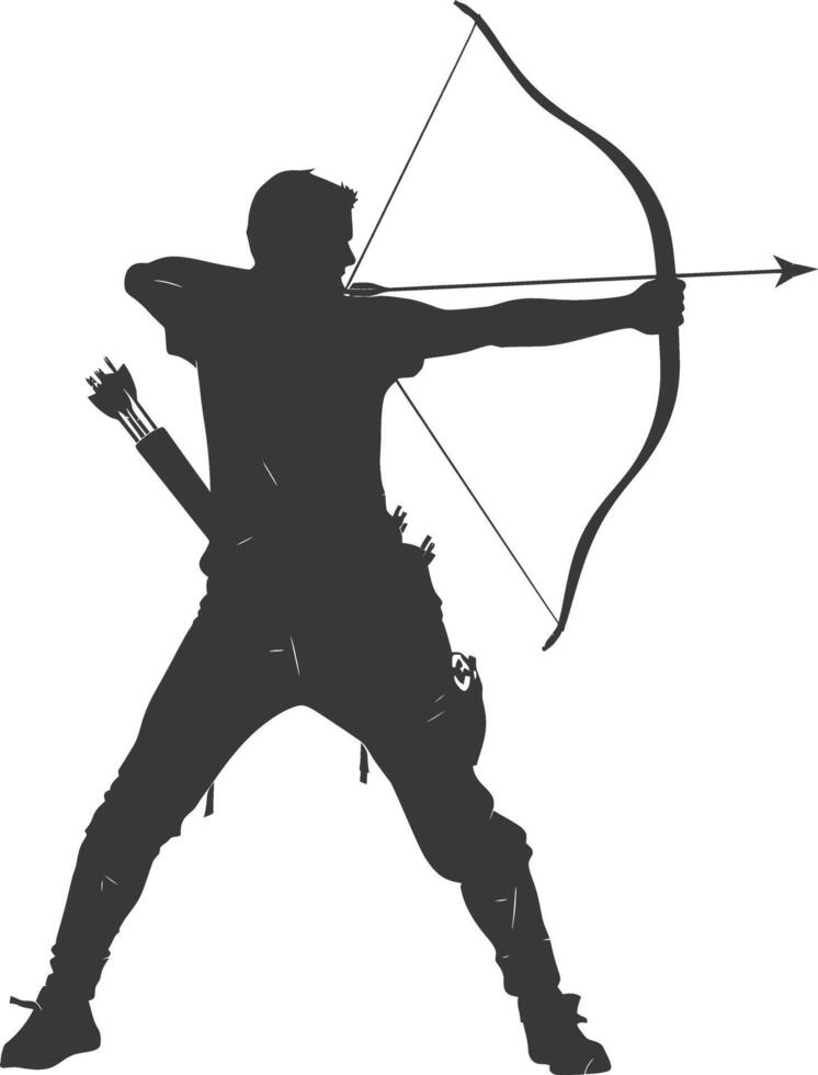 AI generated Silhouette Man Archery Athlete in action full body black color only vector