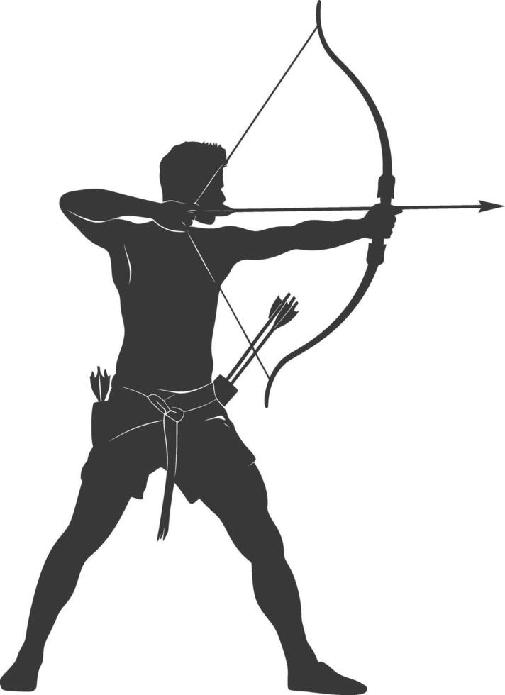 AI generated Silhouette Man Archery Athlete in action full body black color only vector