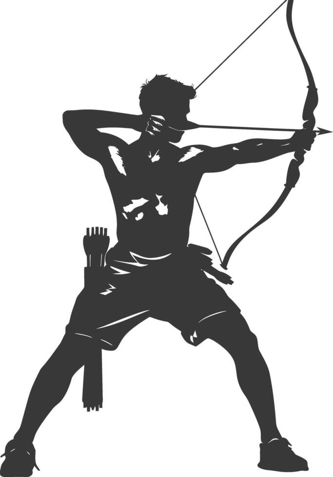 AI generated Silhouette Man Archery Athlete in action full body black color only vector