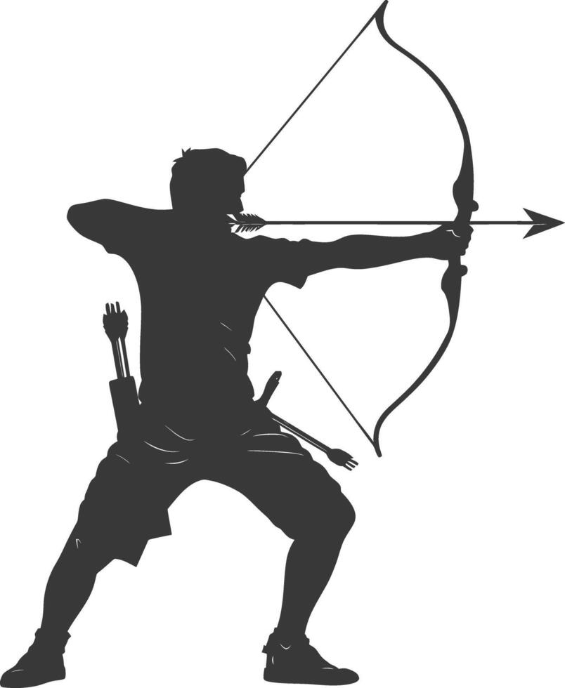 AI generated Silhouette Man Archery Athlete in action full body black color only vector