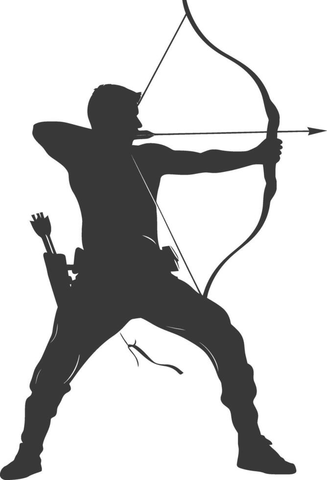 AI generated Silhouette Man Archery Athlete in action full body black color only vector