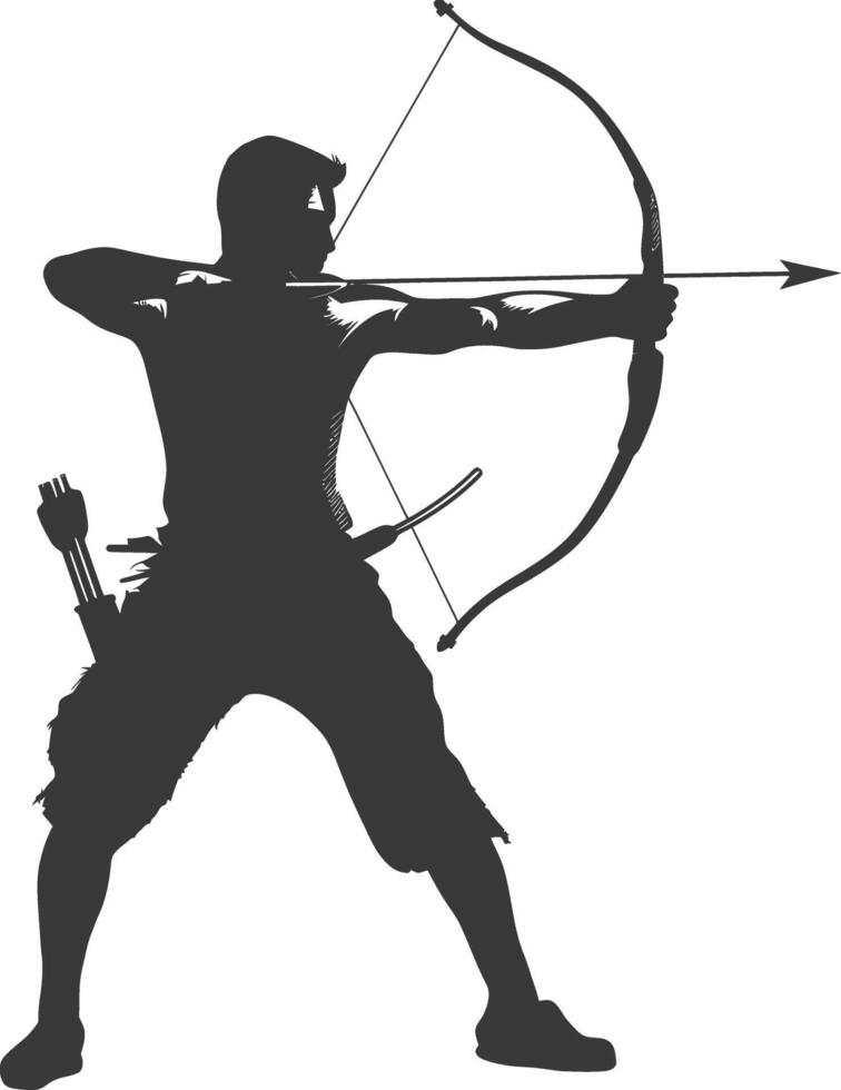 AI generated Silhouette Man Archery Athlete in action full body black color only vector