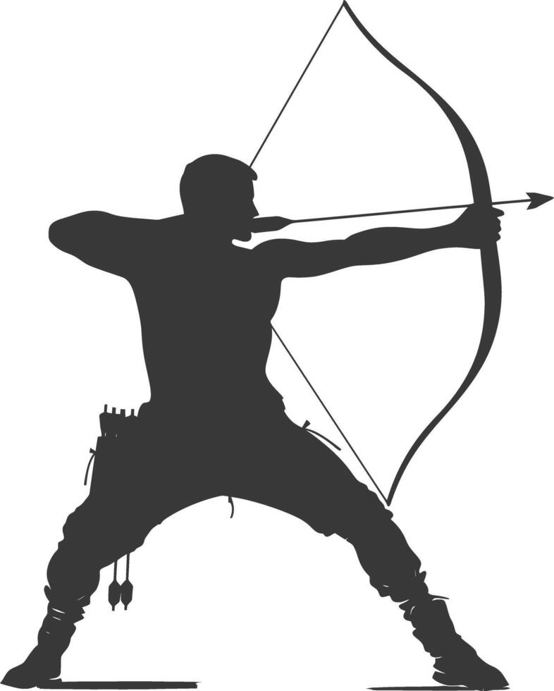 AI generated Silhouette Man Archery Athlete in action full body black color only vector