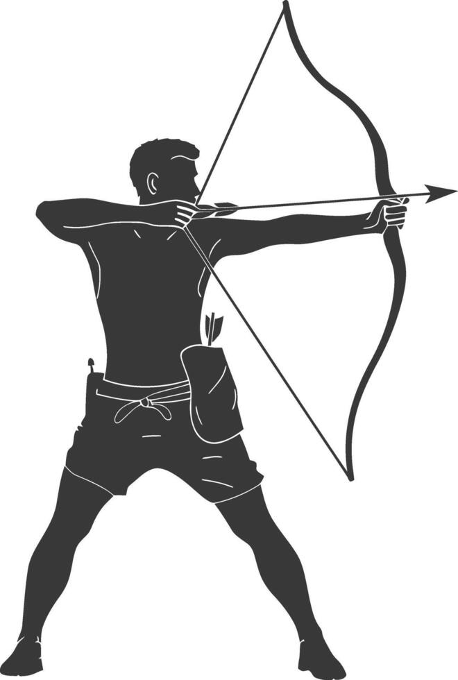AI generated Silhouette Man Archery Athlete in action full body black color only vector