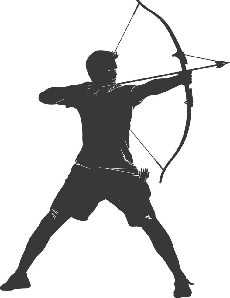 AI generated Silhouette Man Archery Athlete in action full body black color only vector