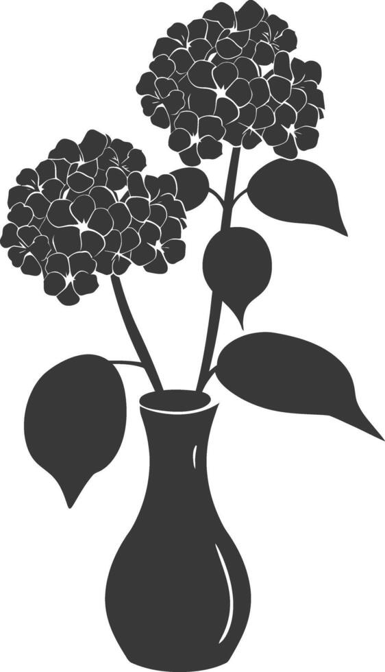 AI generated Silhouette lantana flower in the vase black color only vector