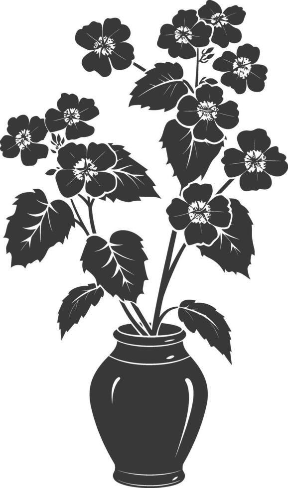 AI generated Silhouette lantana flower in the vase black color only vector