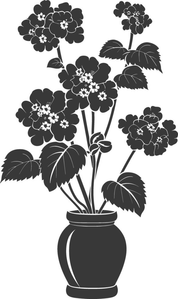 AI generated Silhouette lantana flower in the vase black color only vector