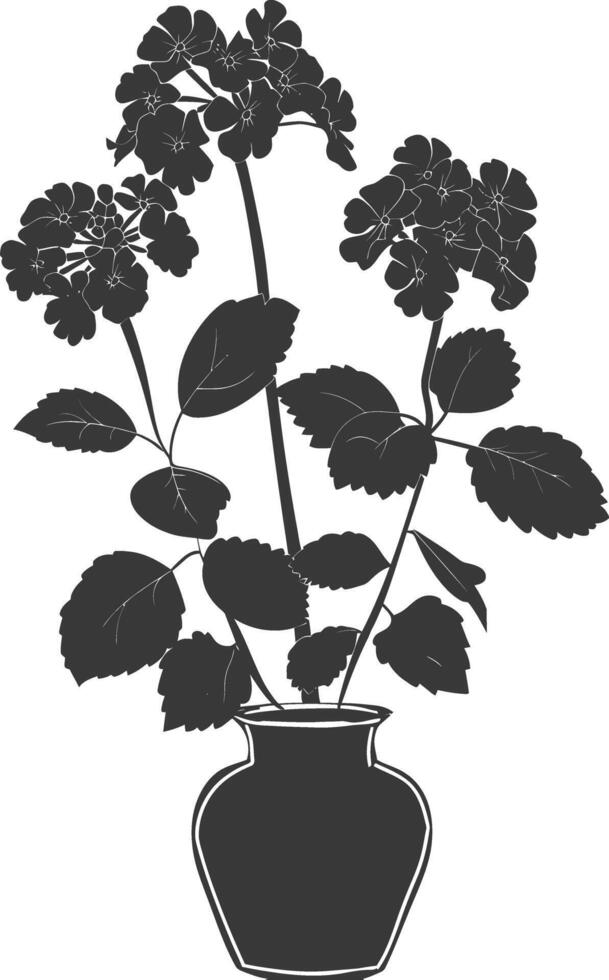 AI generated Silhouette lantana flower in the vase black color only vector