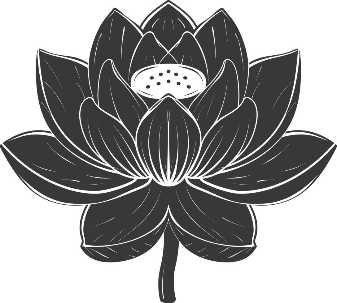 AI generated Silhouette lotus flower black color only vector