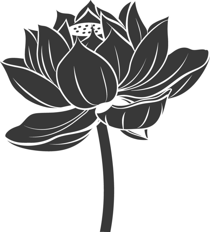 AI generated Silhouette lotus flower black color only vector